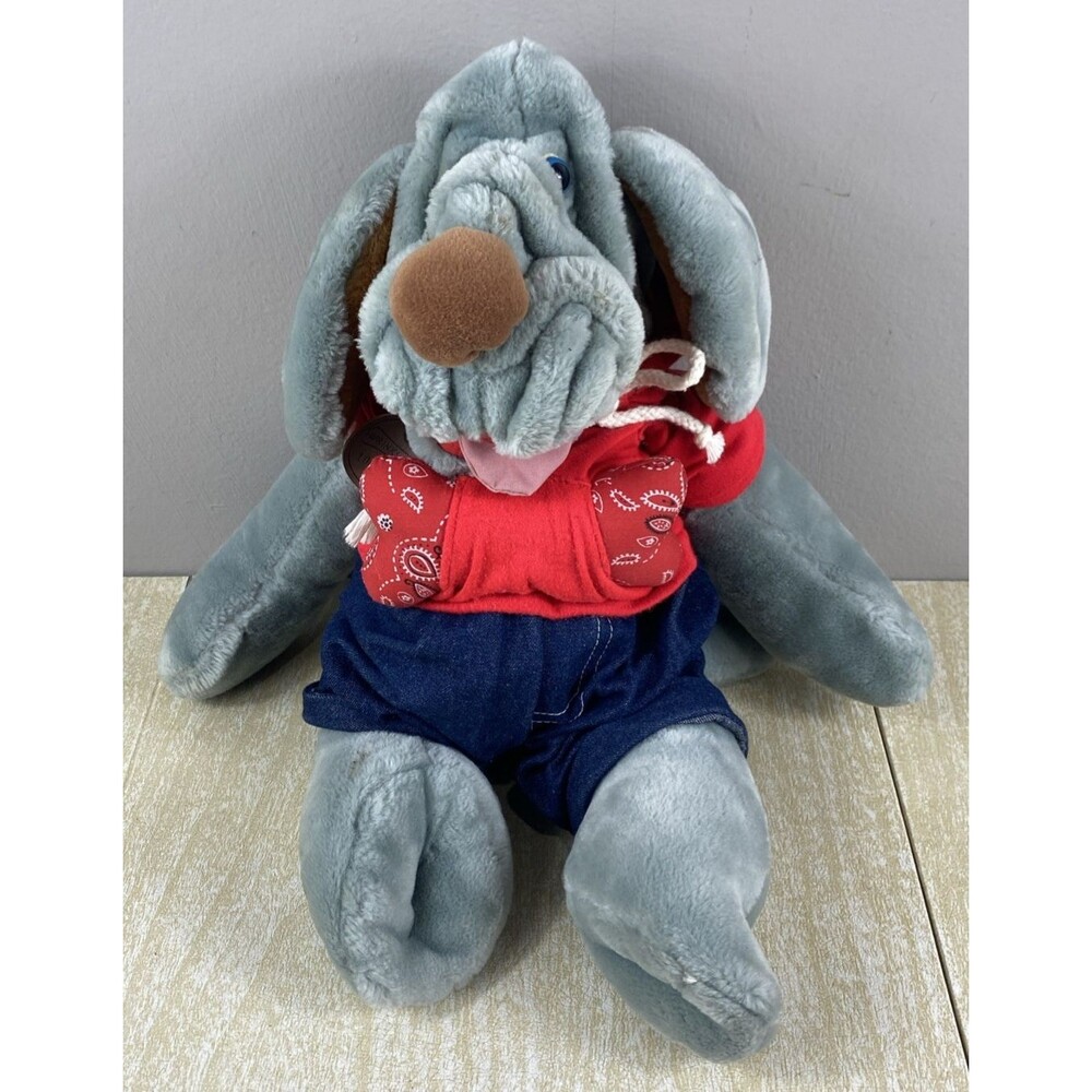 VTG 1981 Wrinkles Ganz JAKE 1016382  Plush Wrinkles Dog Hand Puppet with BONE